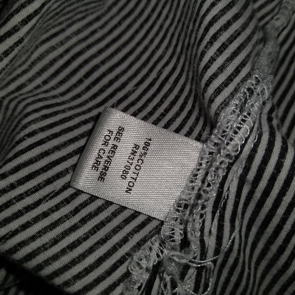 cato woman button up blouse 18/20W Black White Striped Rose Detail - Picture 4 of 7